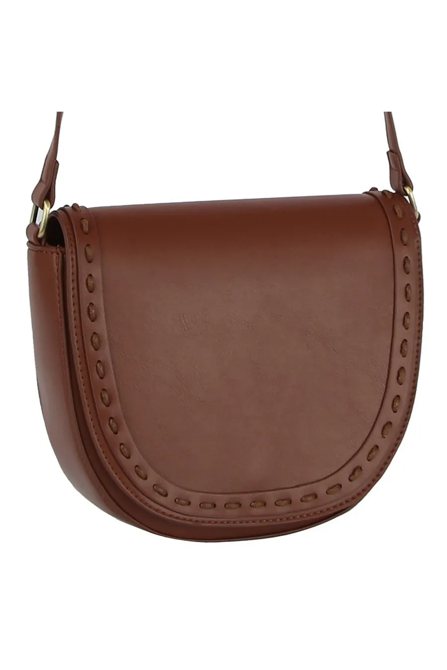 Stitch Flap Saddle Crossbody Bag