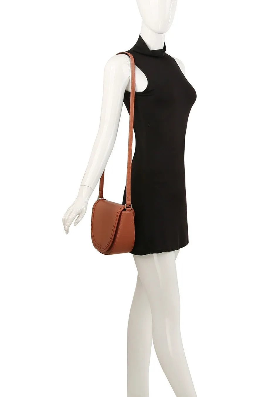 Stitch Flap Saddle Crossbody Bag
