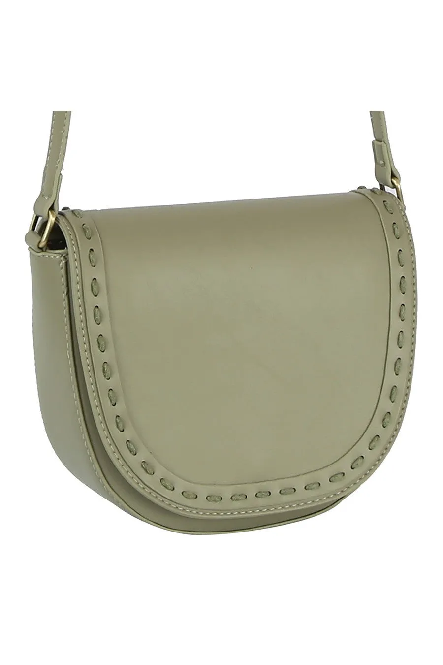 Stitch Flap Saddle Crossbody Bag