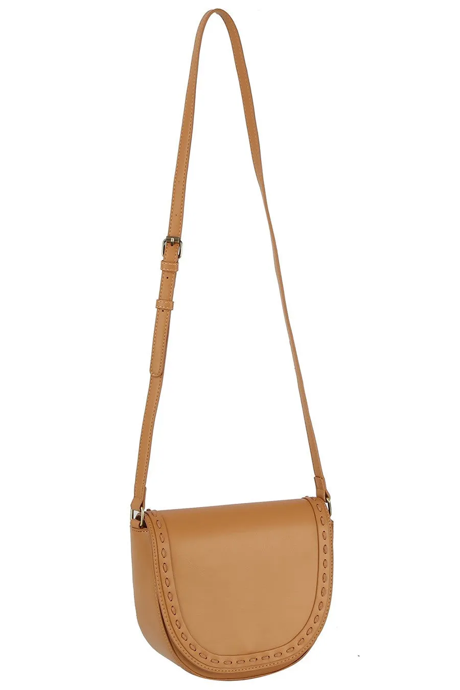 Stitch Flap Saddle Crossbody Bag