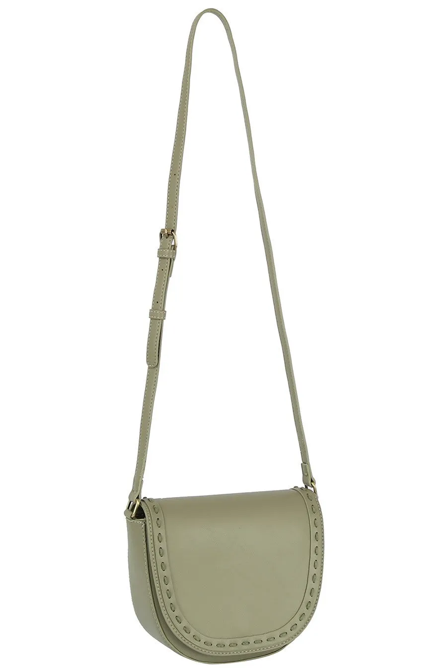 Stitch Flap Saddle Crossbody Bag
