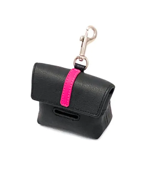 Stripe on Flap of Leather Poop Bag Holder