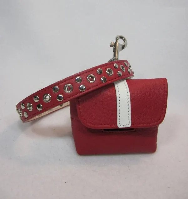 Stripe on Flap of Leather Poop Bag Holder