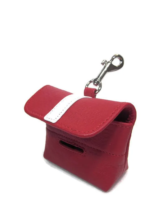 Stripe on Flap of Leather Poop Bag Holder