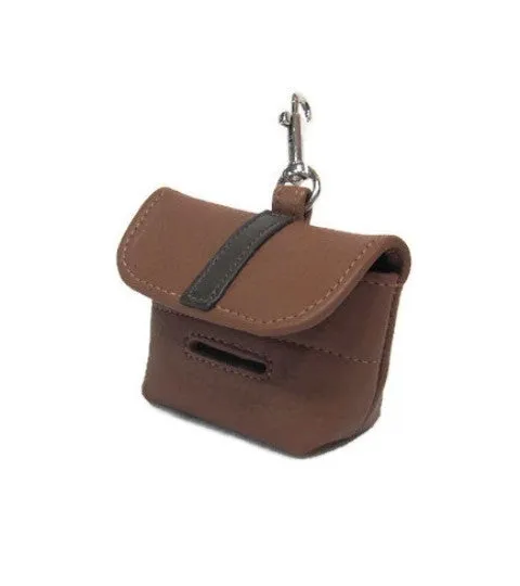 Stripe on Flap of Leather Poop Bag Holder