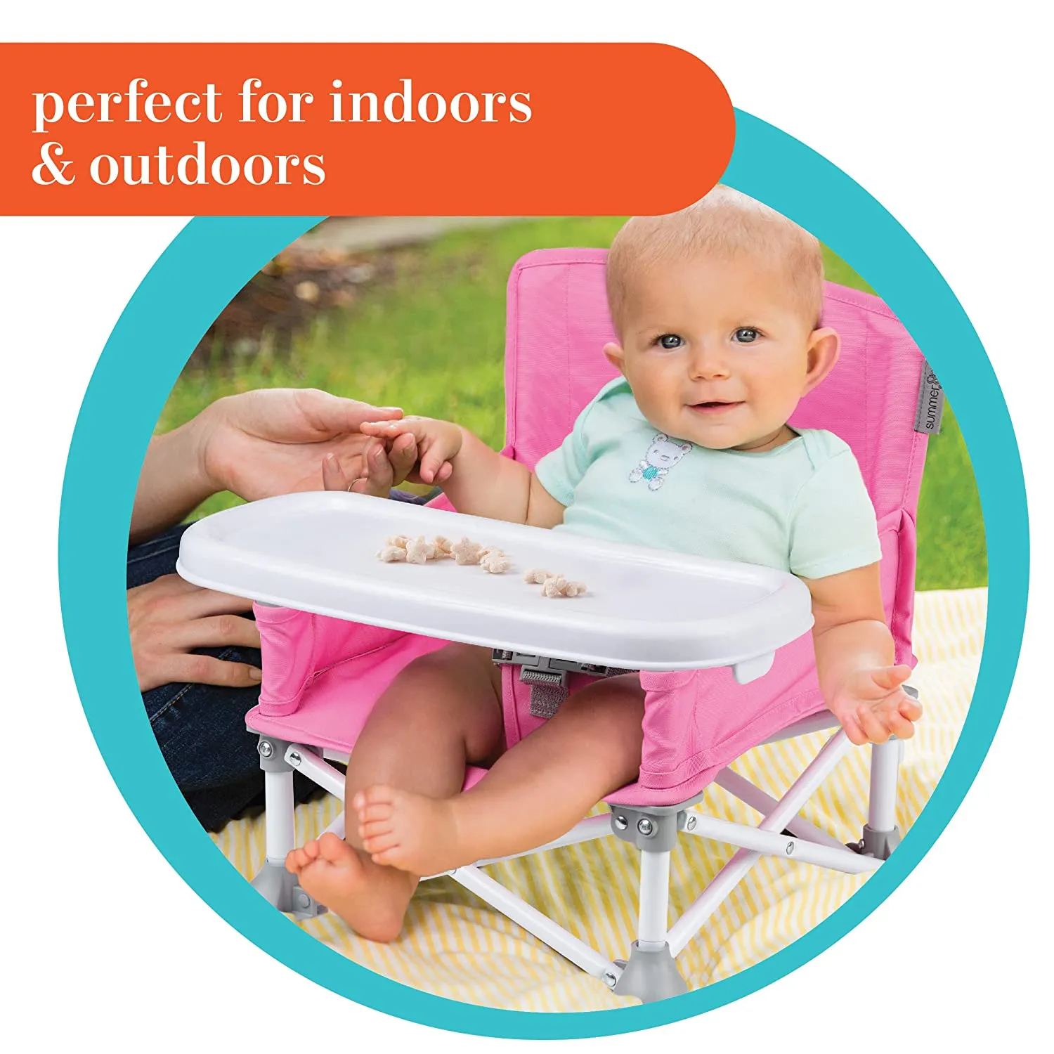 Summer Pop ‘N Sit Portable Booster Chair, Pink – Booster Seat for Indoor/Outdoor Use – Fast, Easy and Compact Fold