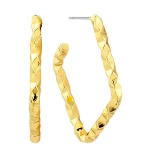 Textured Diamond Shaped Hoop Earrings