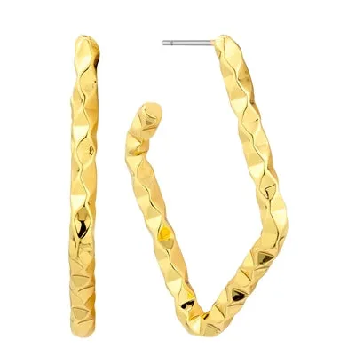 Textured Diamond Shaped Hoop Earrings