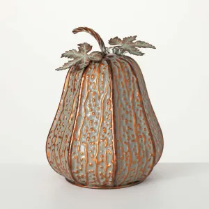 Textured Tall Metal Pumpkin