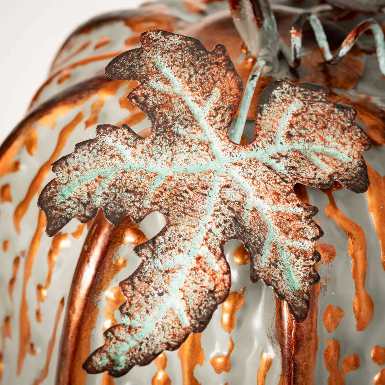 Textured Tall Metal Pumpkin