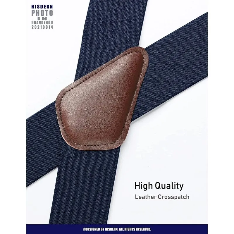 Thick Trouser 2 inch Adjustable Suspender - 1-NAVY BLUE