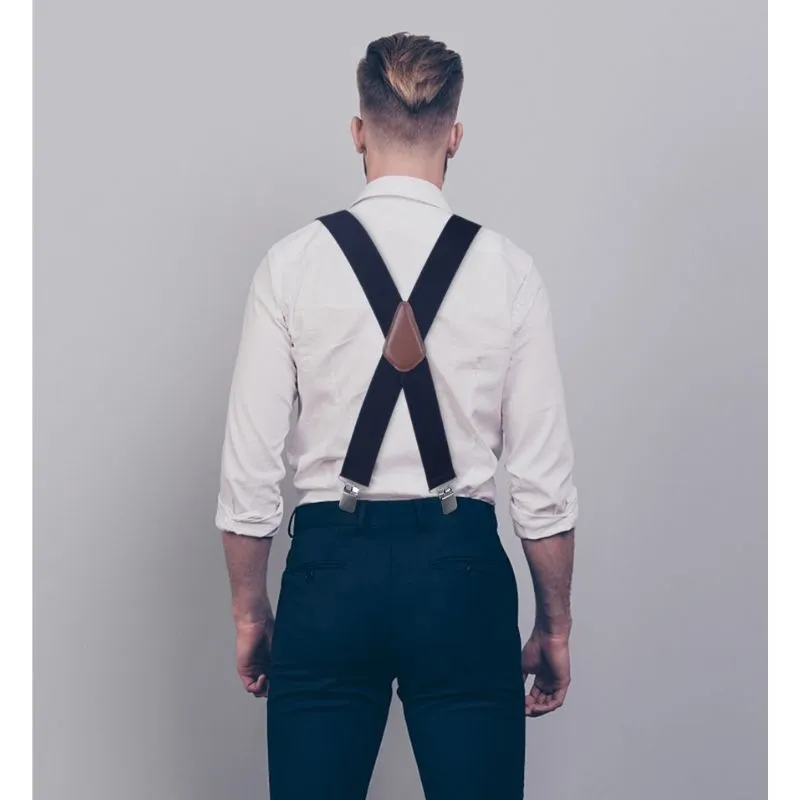 Thick Trouser 2 inch Adjustable Suspender - 1-NAVY BLUE