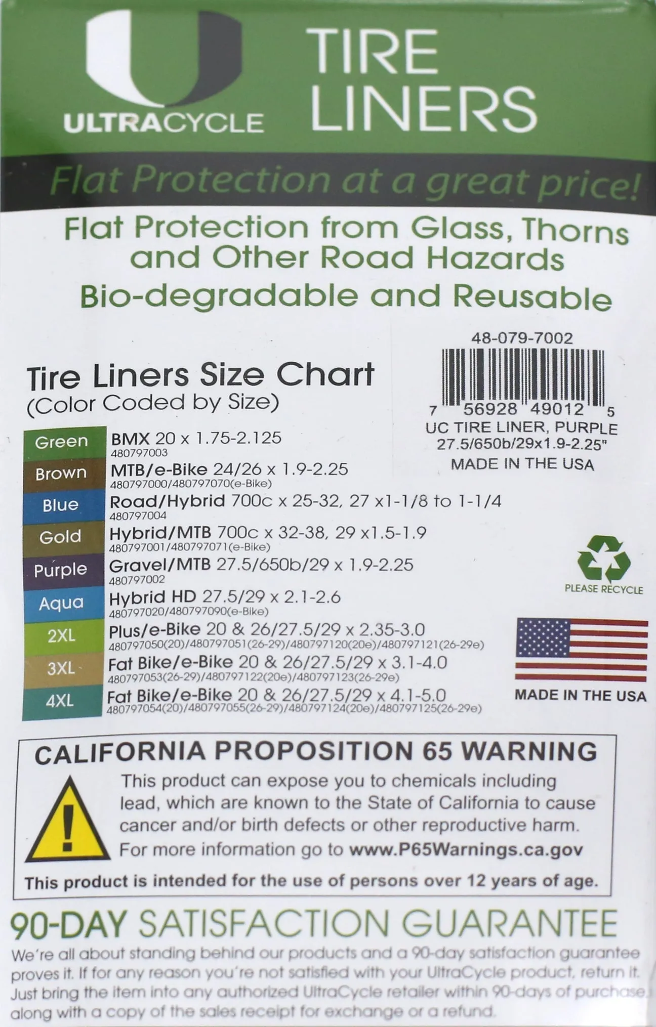 Tire Liner  Green 20 x 1.75-2.125 Tube protector - thorn proof liner