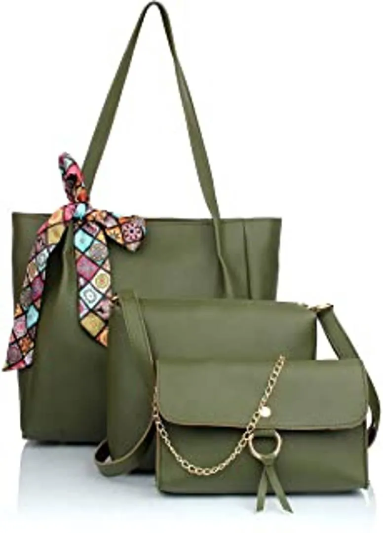 TMN Green Combo of Hand gab with  SLING Baga and Golden Chanin bag