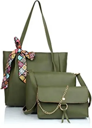 TMN Green Combo of Hand gab with  SLING Baga and Golden Chanin bag