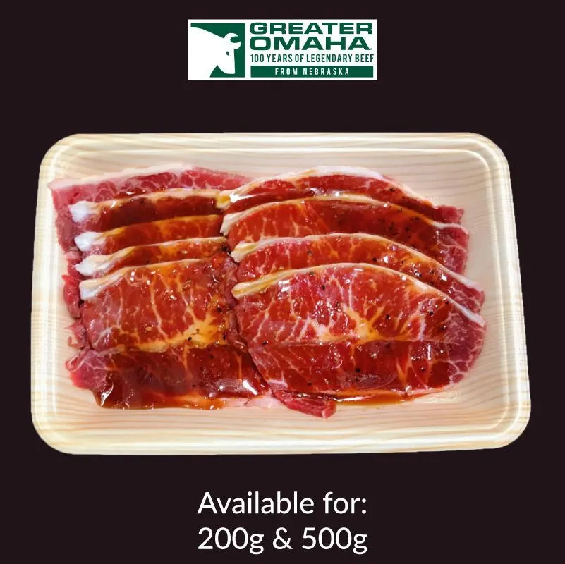 Top Blade "MISUJI" / Yakiniku sliced (4.0mm) & Japanese Yakiniku sauce marinated / US / Corn-fed / Black Angus / PRIME