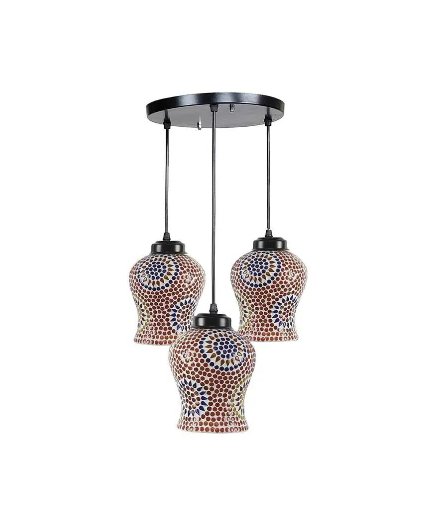 Traditional Craftsmanship Mosaic Cluster Three Hanging Lamps | 10 x 20 inches