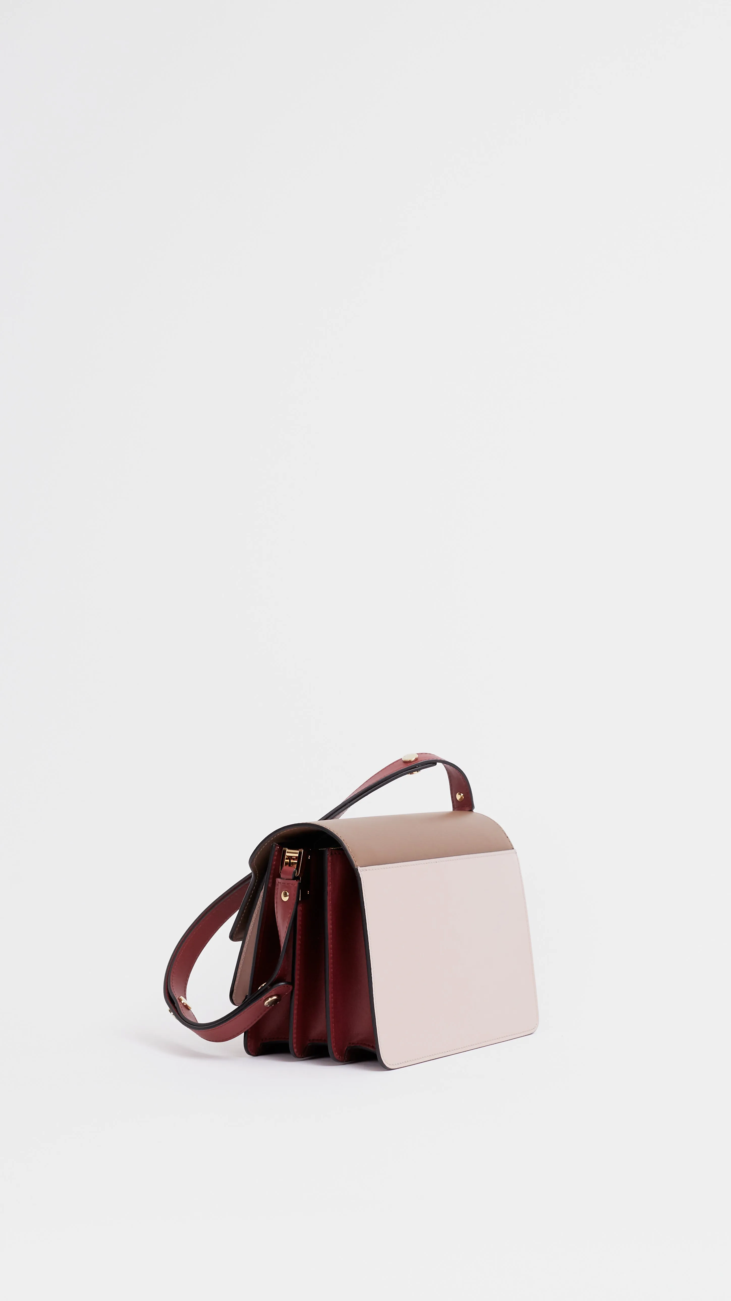 Trunk Bag in Gold Brown, Quartz and Burgundy
