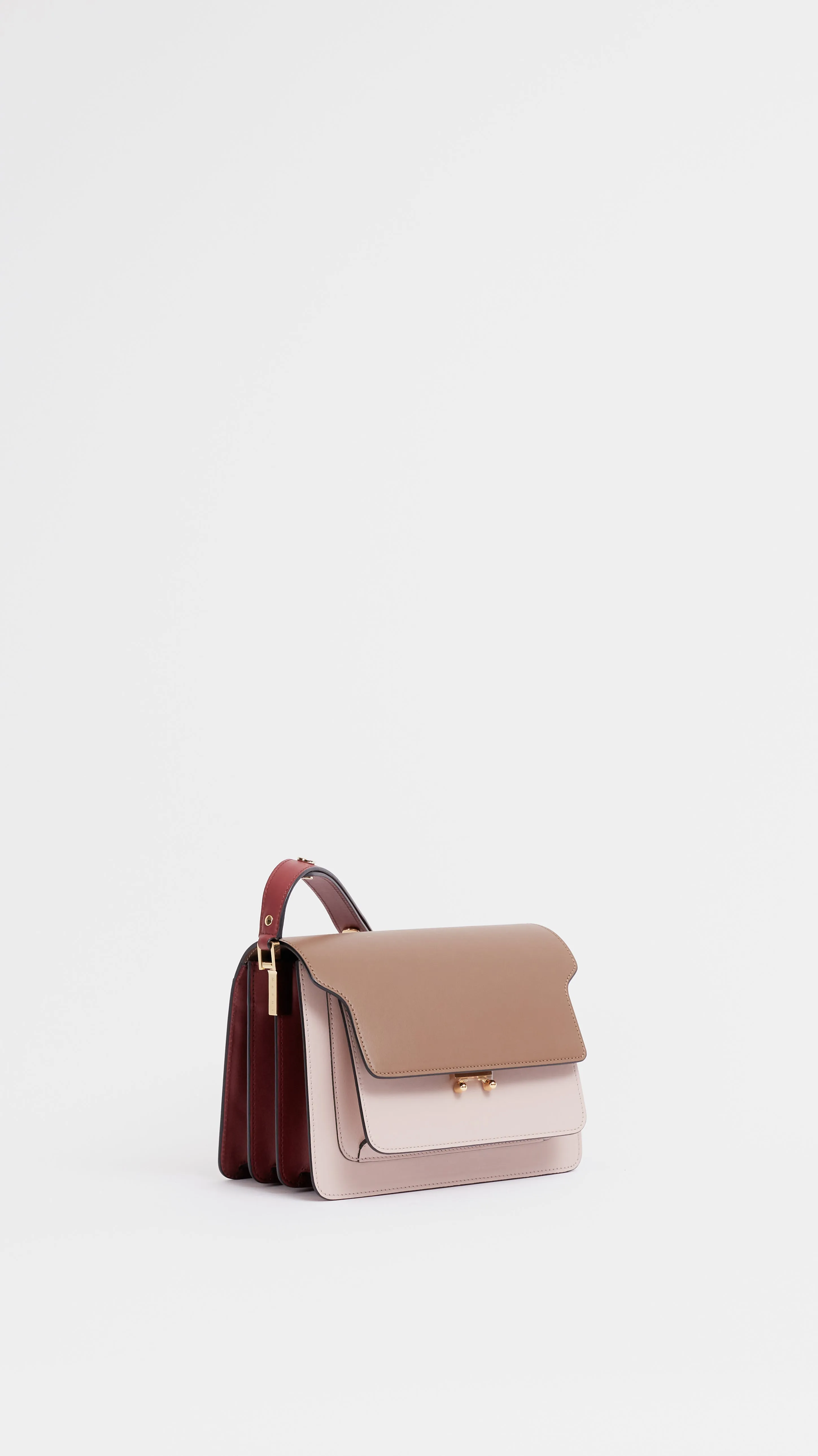 Trunk Bag in Gold Brown, Quartz and Burgundy