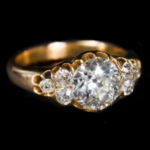 Victorian 2.23 Carat Old Mine Cut Diamond Engagement Ring, Circa 1881