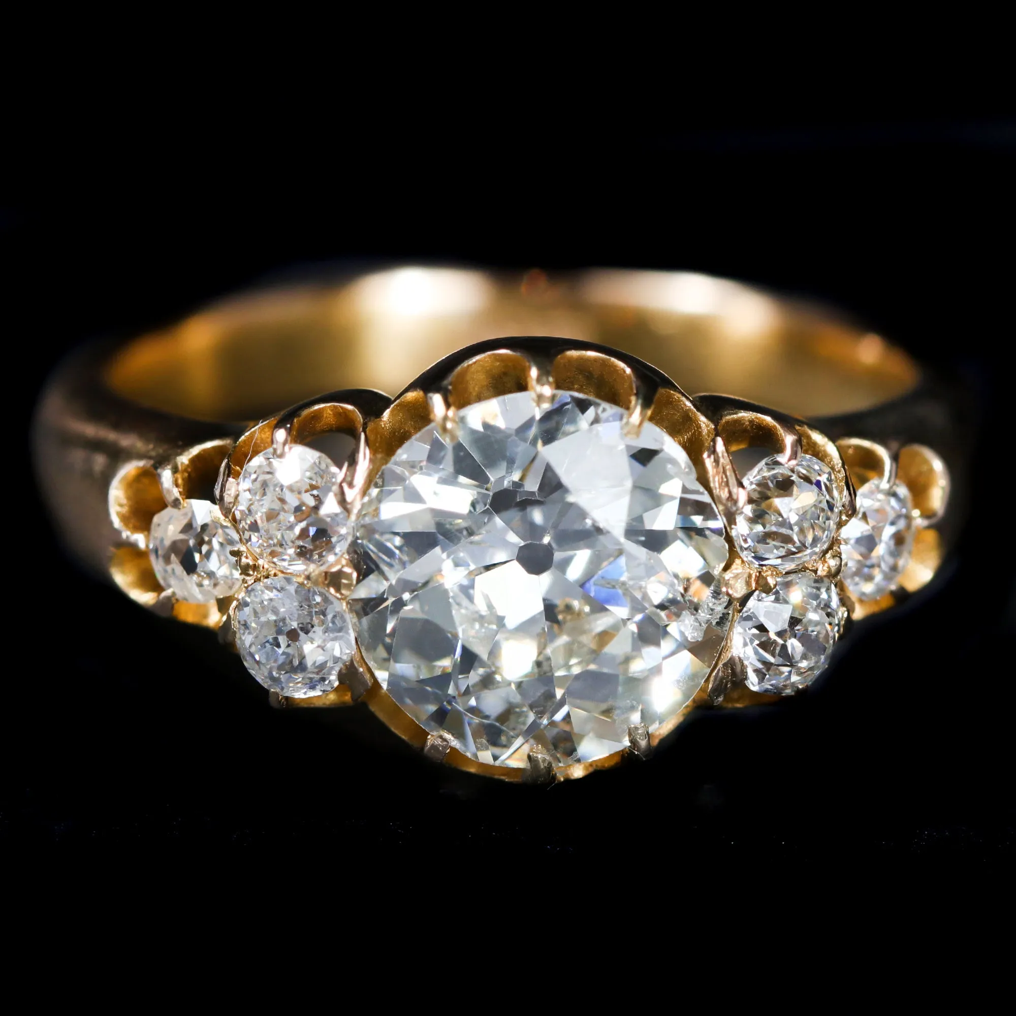 Victorian 2.23 Carat Old Mine Cut Diamond Engagement Ring, Circa 1881