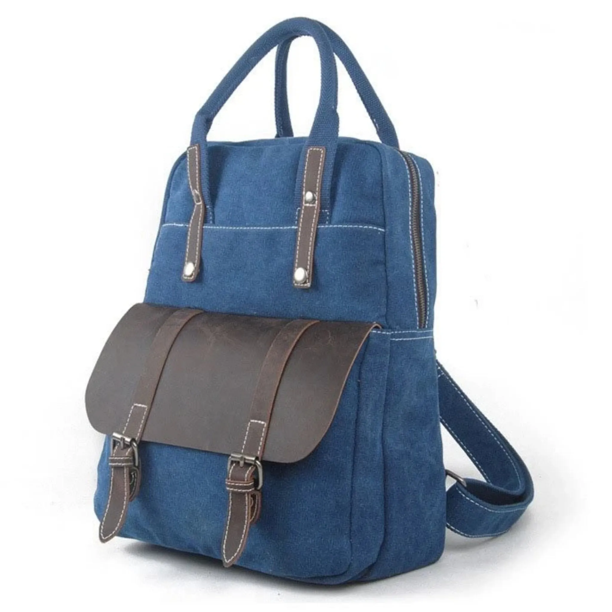 Waxed Canvas  School Backpack Top Handle Handbag