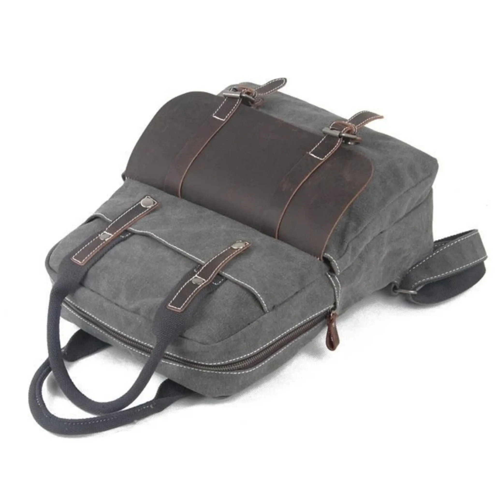 Waxed Canvas  School Backpack Top Handle Handbag
