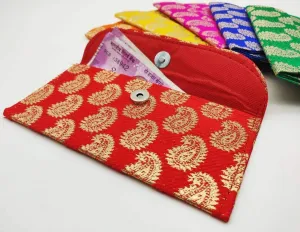 Wedding Envelope Brocade Fabric With Golden Work Set Of 6 Pcs