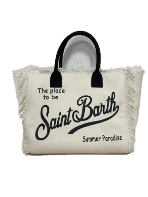 White big Saint Barts boho handbag