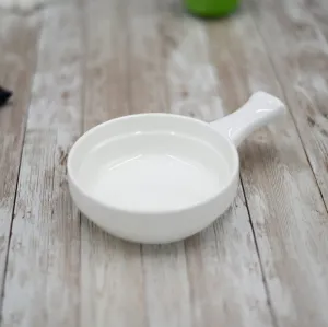 White French Onion Baking Dish With Handle 6" inch | 15 Oz
