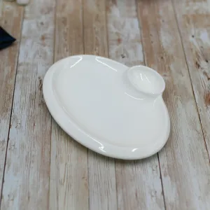 White Oval Plate With Sauce 8" inch | 20 Cm