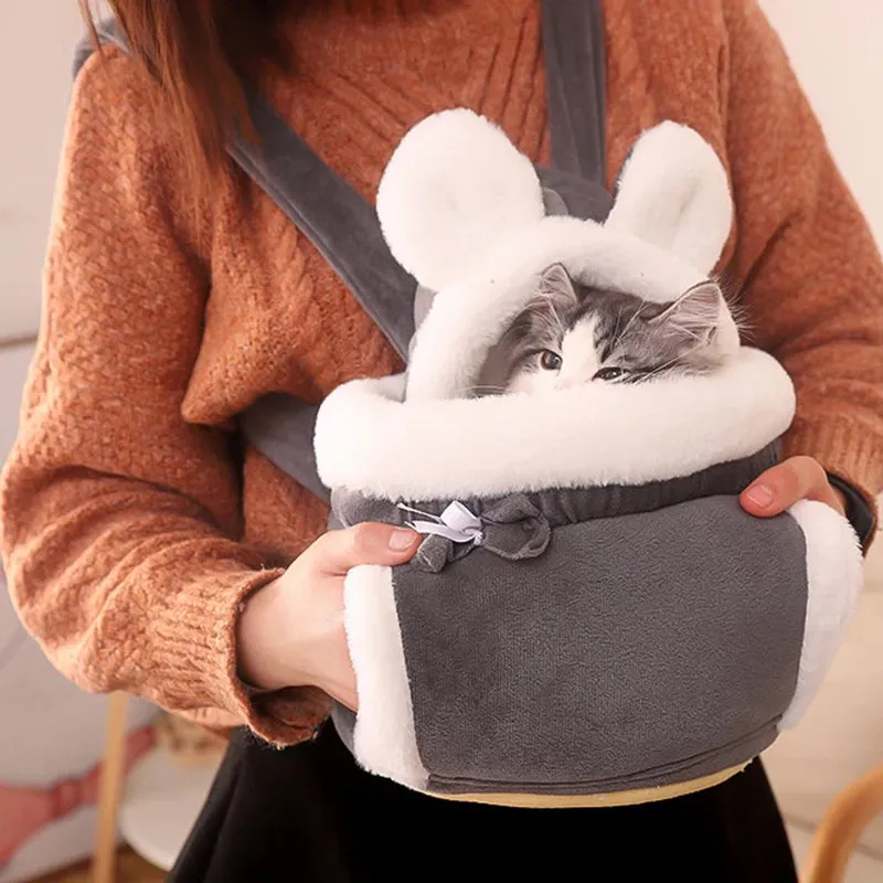 Winter Warm Pet Carrier Bag - Cozy Backpack for Small Cats and Dogs