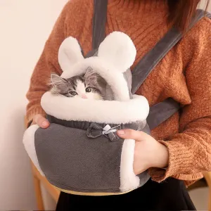 Winter Warm Pet Carrier Bag - Cozy Backpack for Small Cats and Dogs