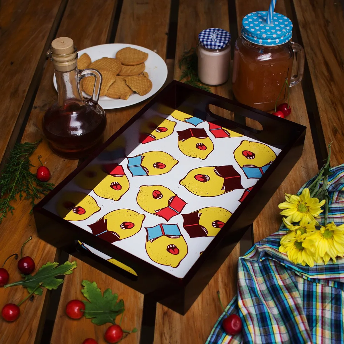 Wodden Serving Tray Lazy Lemons