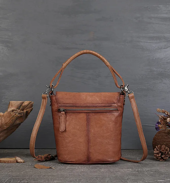 Womens Small Brown Crossbody Purse Genuine Leather Handbags For Women