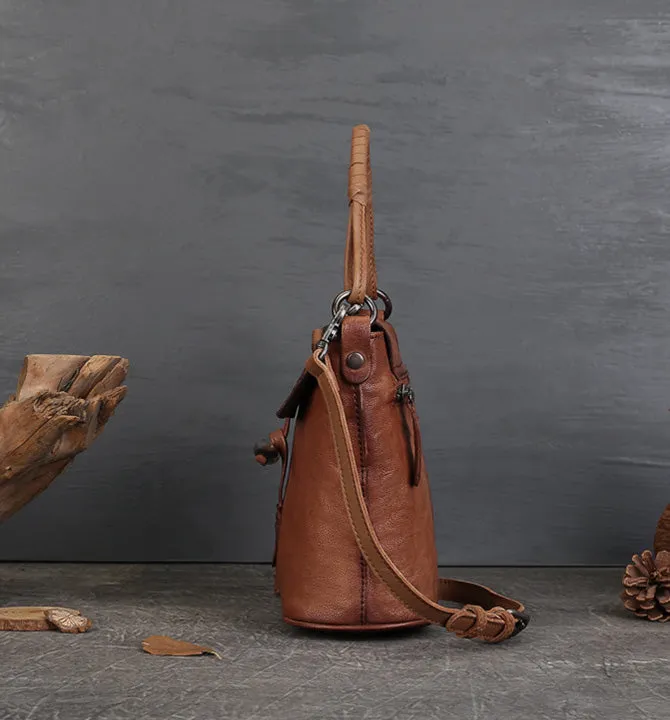 Womens Small Brown Crossbody Purse Genuine Leather Handbags For Women