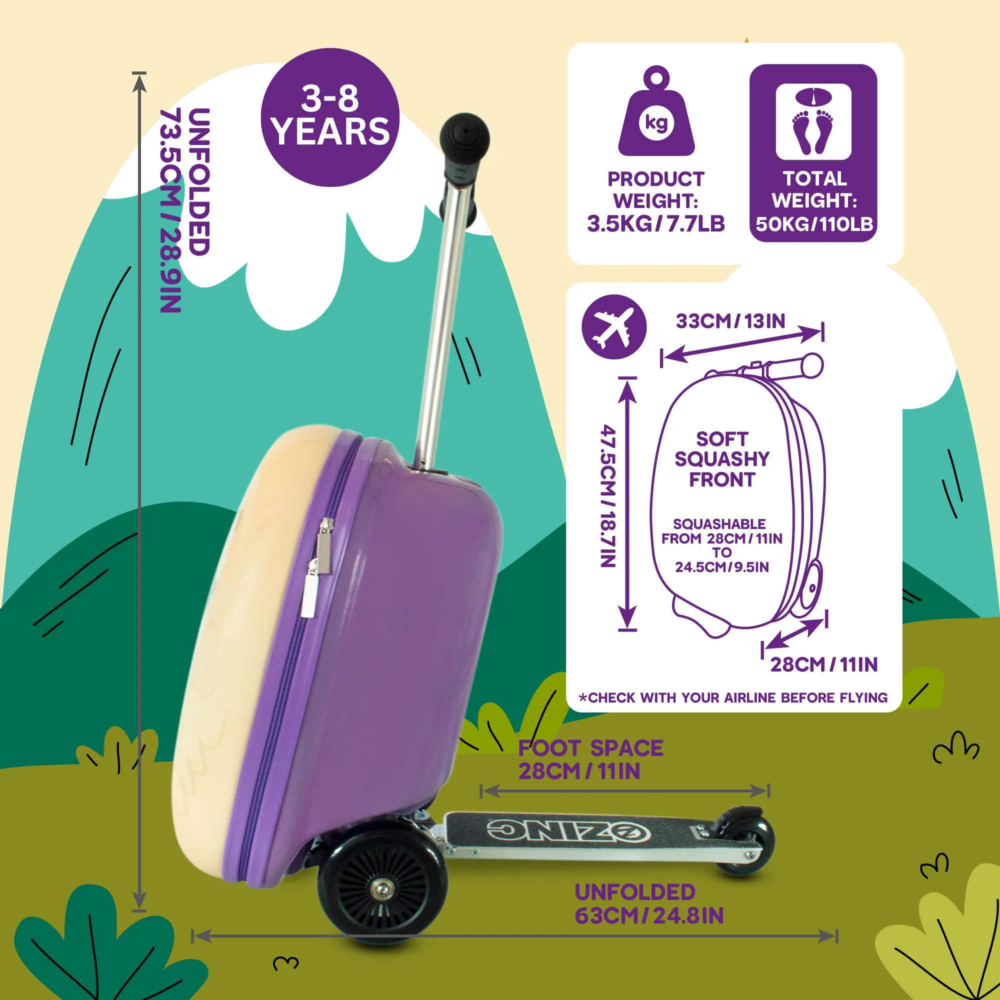 Zinc Flyte Luca the Llama Scooter Suitcase - Children's Luggage